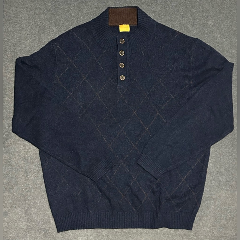 Robert Talbott Carmel Men’s Lambs Wool and Cashmere Blend Henley Sweater - XXL